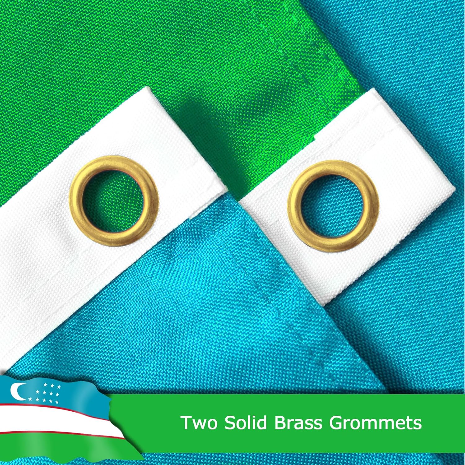 Uzbekistan Uzbekistani Flag for Outside, 400D Heavy Duty Polyester, Double-Sided Printing, Quadruple Stitched Fly Hem, Fade Resistant, 2 Brass Grommets