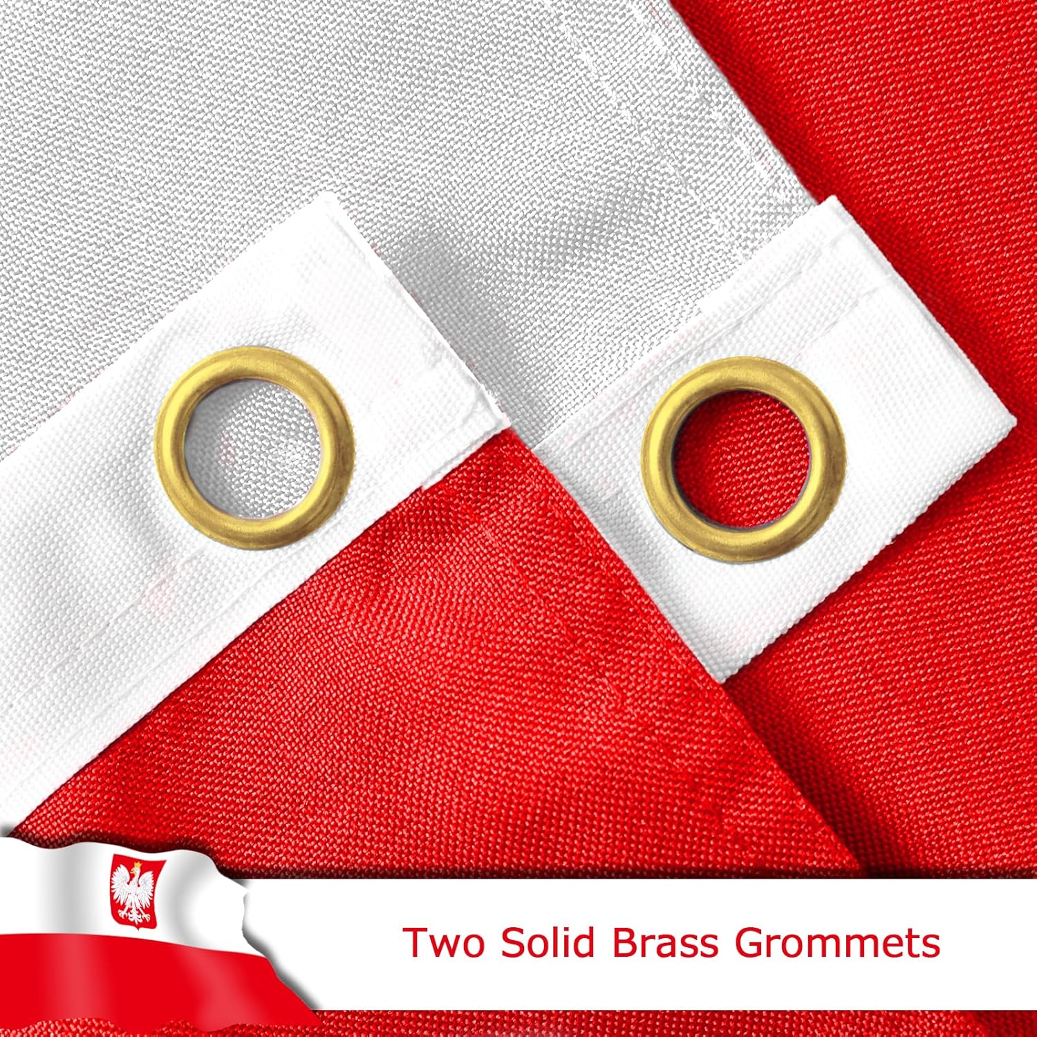 Poland Polish Ensign Flag for Outside, 400D Heavy Duty Polyester, Double-Sided Printing, Quadruple Stitched Fly Hem, Fade Resistant, 2 Brass Grommets