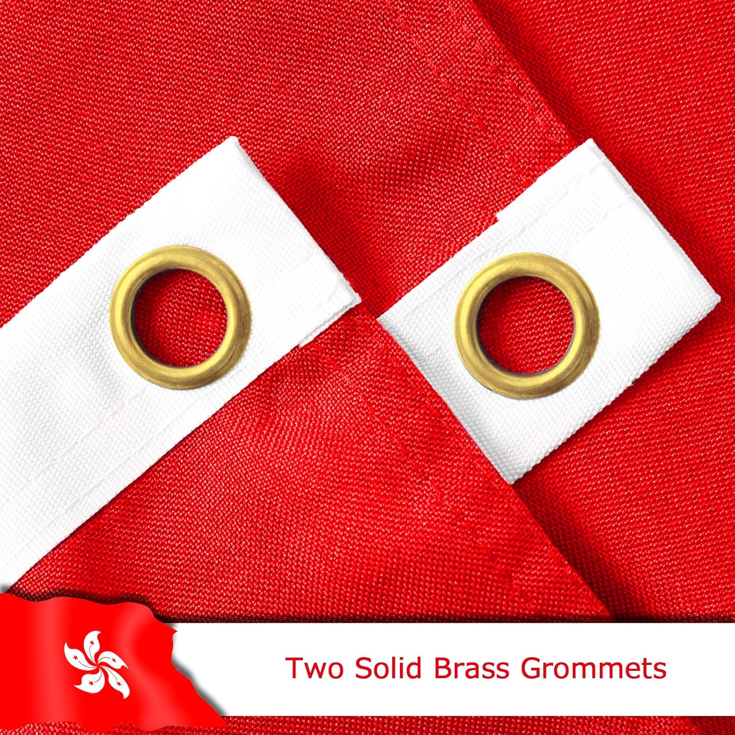 Hong Kong Hong Konger Flag for Outside, 400D Heavy Duty Polyester, Double-Sided Printing, Quadruple Stitched Fly Hem, Fade Resistant, 2 Brass Grommets