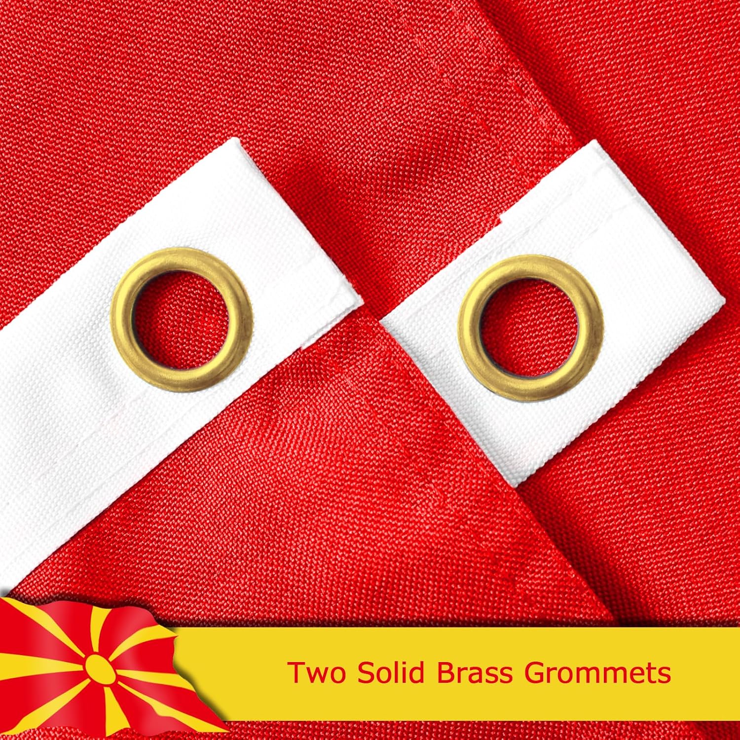 Macedonia Macedonian Flag for Outside, 400D Heavy Duty Polyester, Double-Sided Printing, Quadruple Stitched Fly Hem, Fade Resistant, 2 Brass Grommets