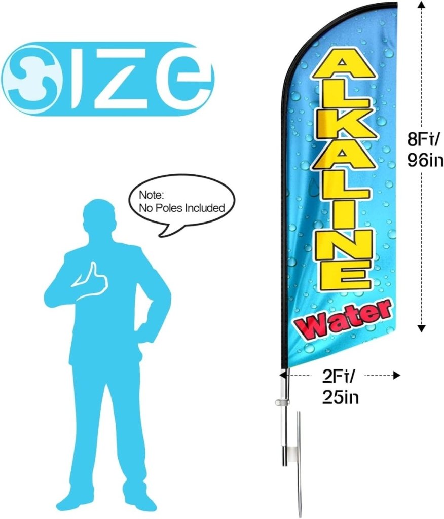 Alkaline Water Feather Flag: Advertising Banner for Alkaline Water Business(Flagpole Not Included) - FSFlag