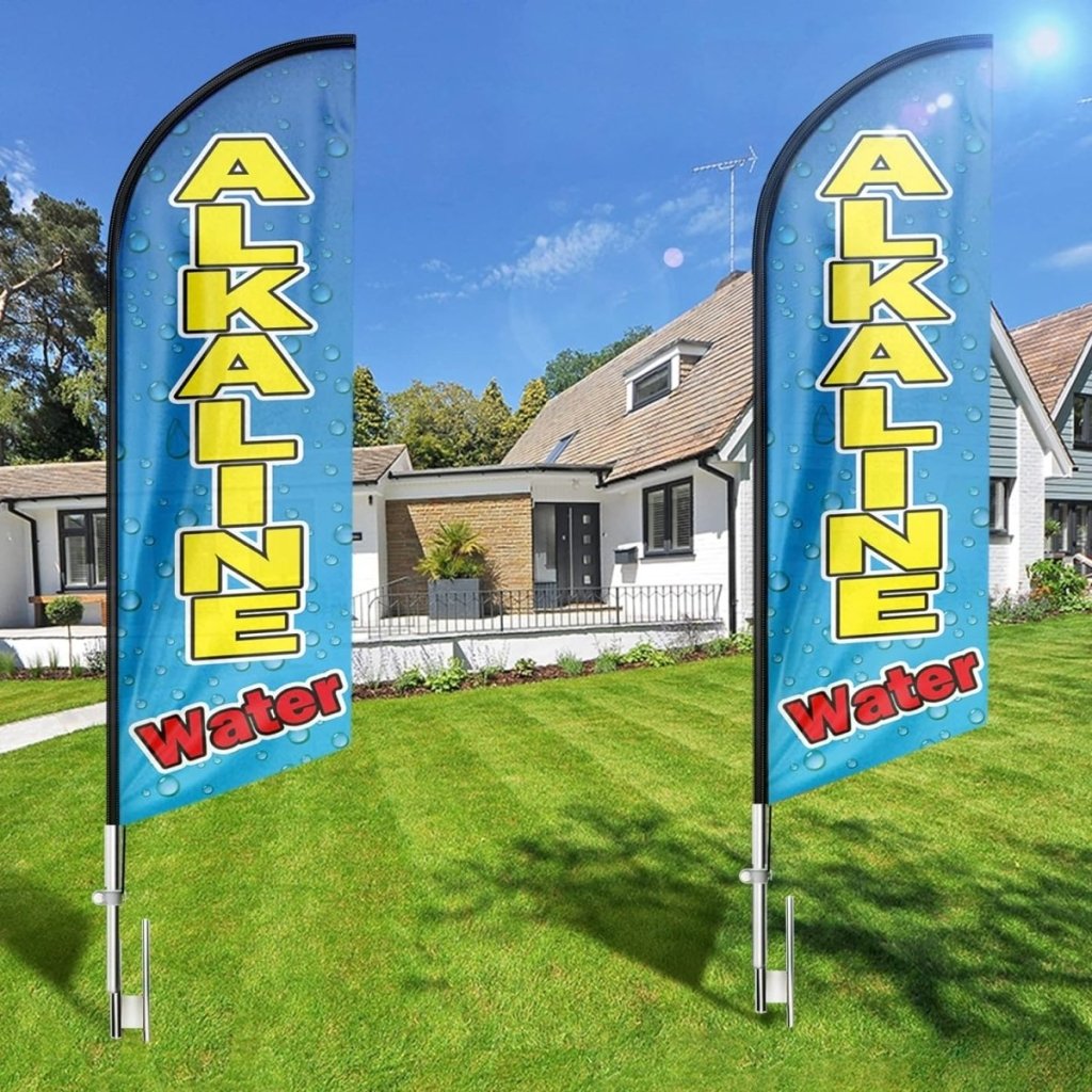 Alkaline Water Feather Flag: Advertising Banner for Alkaline Water Business(Flagpole Not Included) - FSFlag
