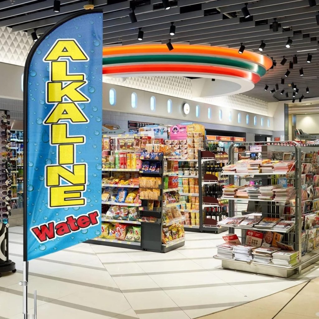 Alkaline Water Feather Flag: Advertising Banner for Alkaline Water Business(Flagpole Not Included) - FSFlag