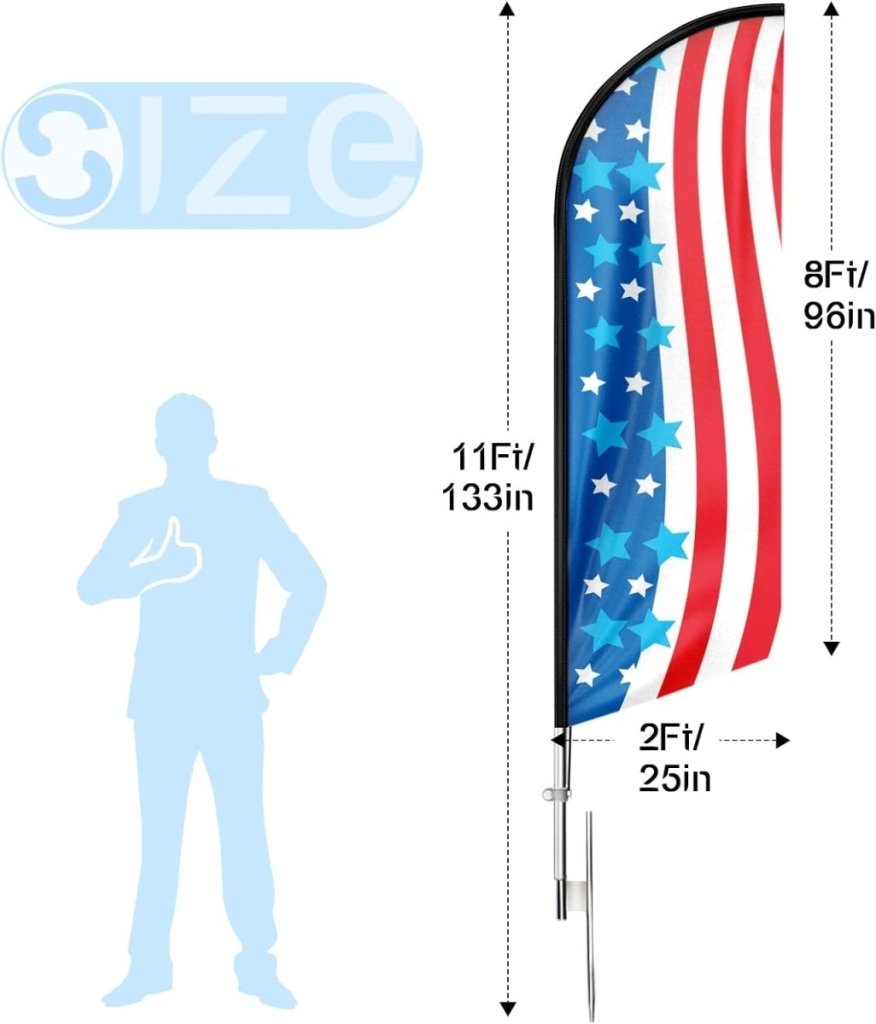 American Glory Feather Flag: Patriotic Banner for Beach Real Estate Agents (11ft) - FSFlag