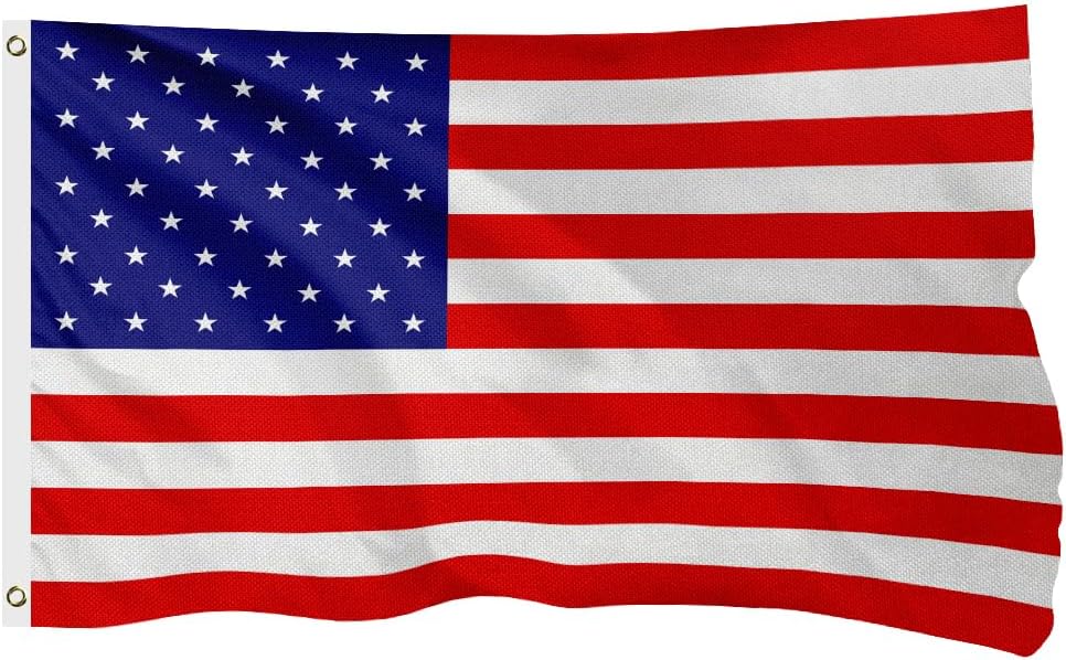 American US Flag for Outside, 400D Heavy Duty Polyester, Double - Sided Printing, Quadruple Stitched Fly Hem, Fade Resistant, 2 Brass Grommets