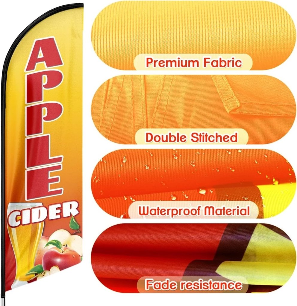 Apple Cider Sign - 8ft Apple Cider Feather Flag（Flagpole Not Included） - FSFlag