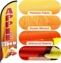 Apple Cider Sign - 8ft Apple Cider Feather Flag（Flagpole Not Included） - FSFlag