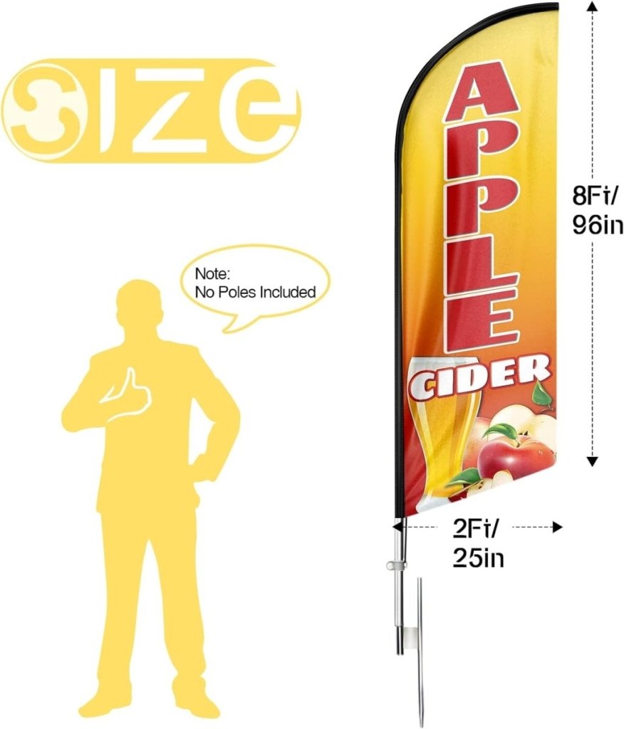 Apple Cider Sign - 8ft Apple Cider Feather Flag（Flagpole Not Included） - FSFlag