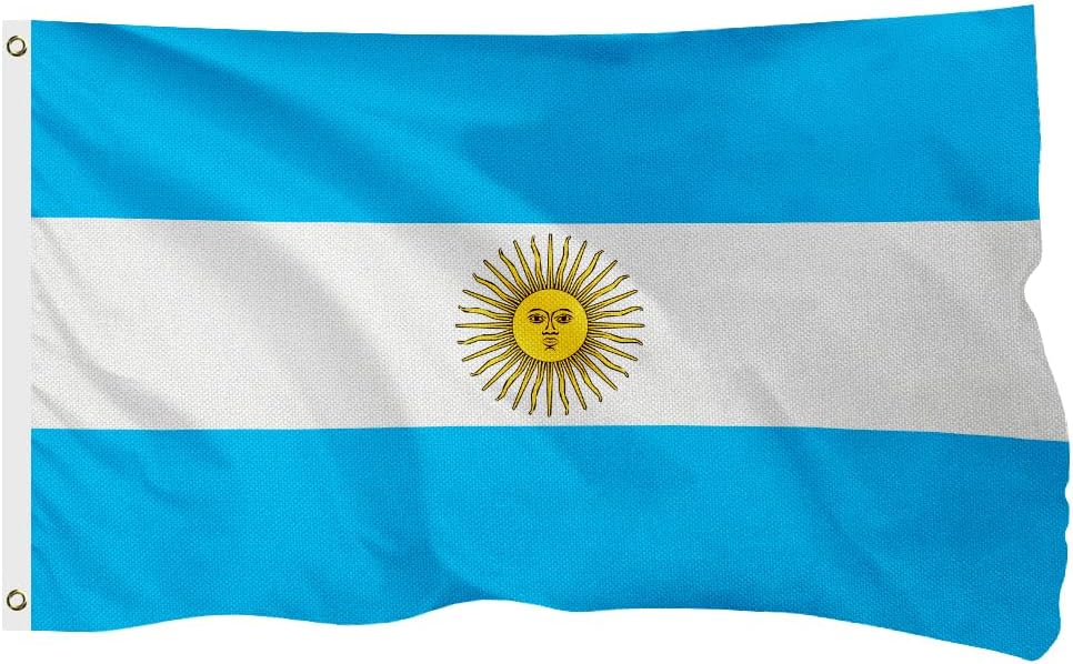 Argentina Argentinian Flag for Outside, 400D Heavy Duty Polyester, Double - Sided Printing, Quadruple Stitched Fly Hem, Fade Resistant, 2 Brass Grommets