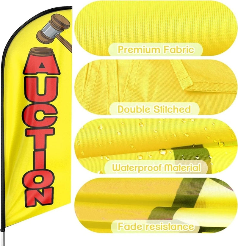 Auction Sign - 8ft Auction Feather Flag for Auction Business（Flagpole Not Included） - FSFlag
