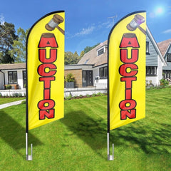 Auction Sign - 8ft Auction Feather Flag for Auction Business（Flagpole Not Included） - FSFlag