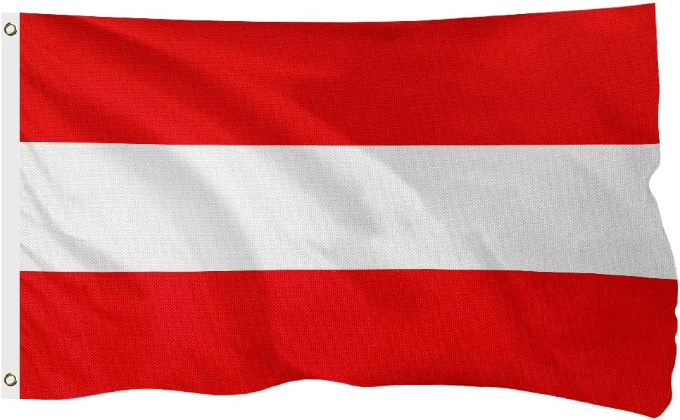Austria Austrian Flag for Outside, 400D Heavy Duty Polyester, Double - Sided Printing, Quadruple Stitched Fly Hem, Fade Resistant, 2 Brass Grommets