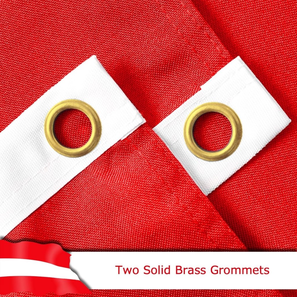 Austria Austrian Flag for Outside, 400D Heavy Duty Polyester, Double - Sided Printing, Quadruple Stitched Fly Hem, Fade Resistant, 2 Brass Grommets