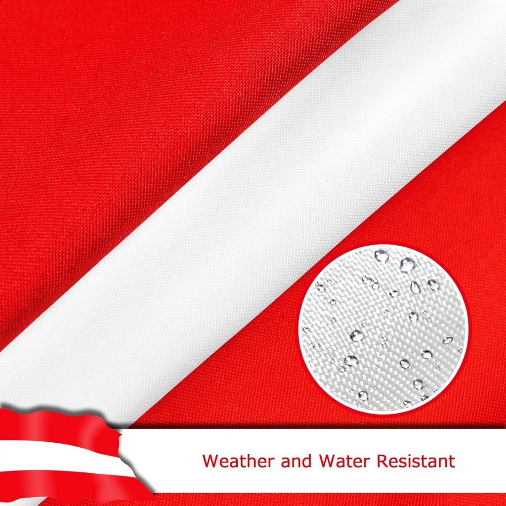 Austria Austrian Flag for Outside, 400D Heavy Duty Polyester, Double - Sided Printing, Quadruple Stitched Fly Hem, Fade Resistant, 2 Brass Grommets
