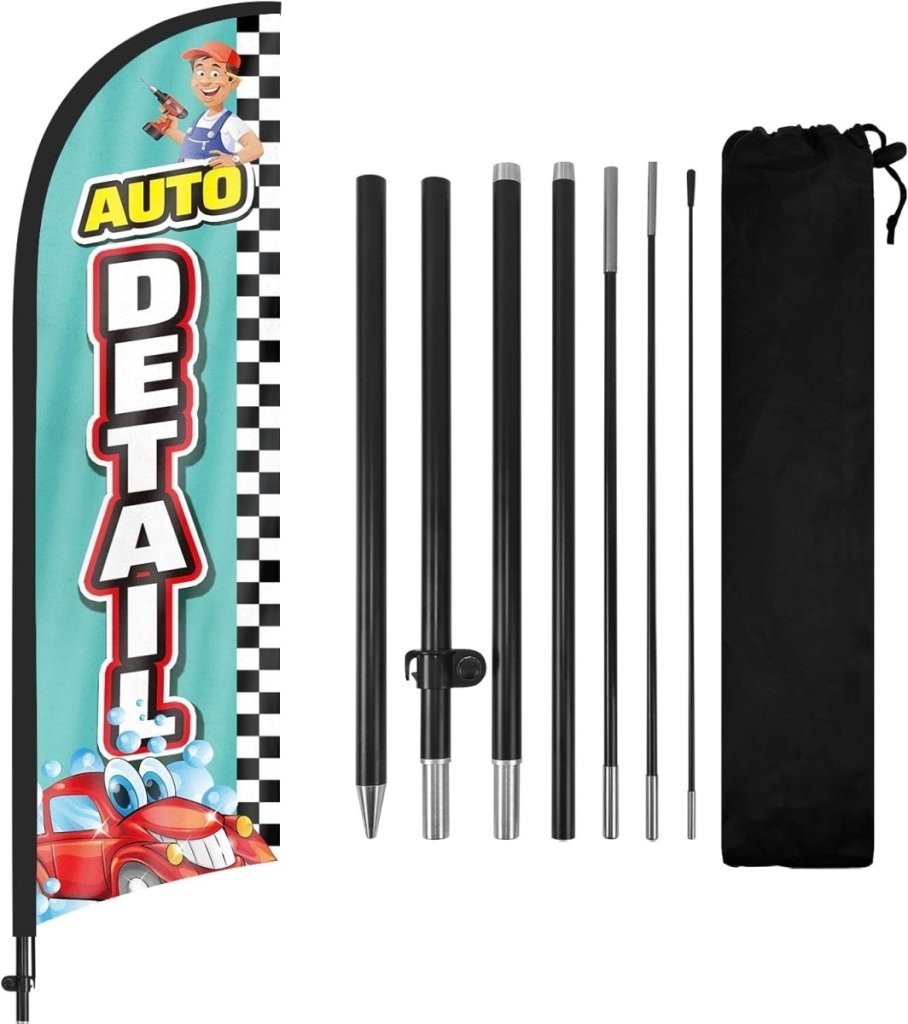 Auto Diesel Sign - 8ft Auto Detail Feather Flag for Auto Detail Business - FSFlag