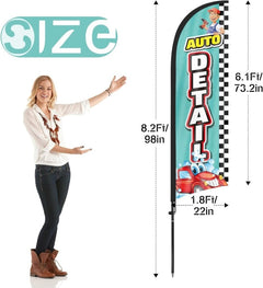 Auto Diesel Sign - 8ft Auto Detail Feather Flag for Auto Detail Business - FSFlag