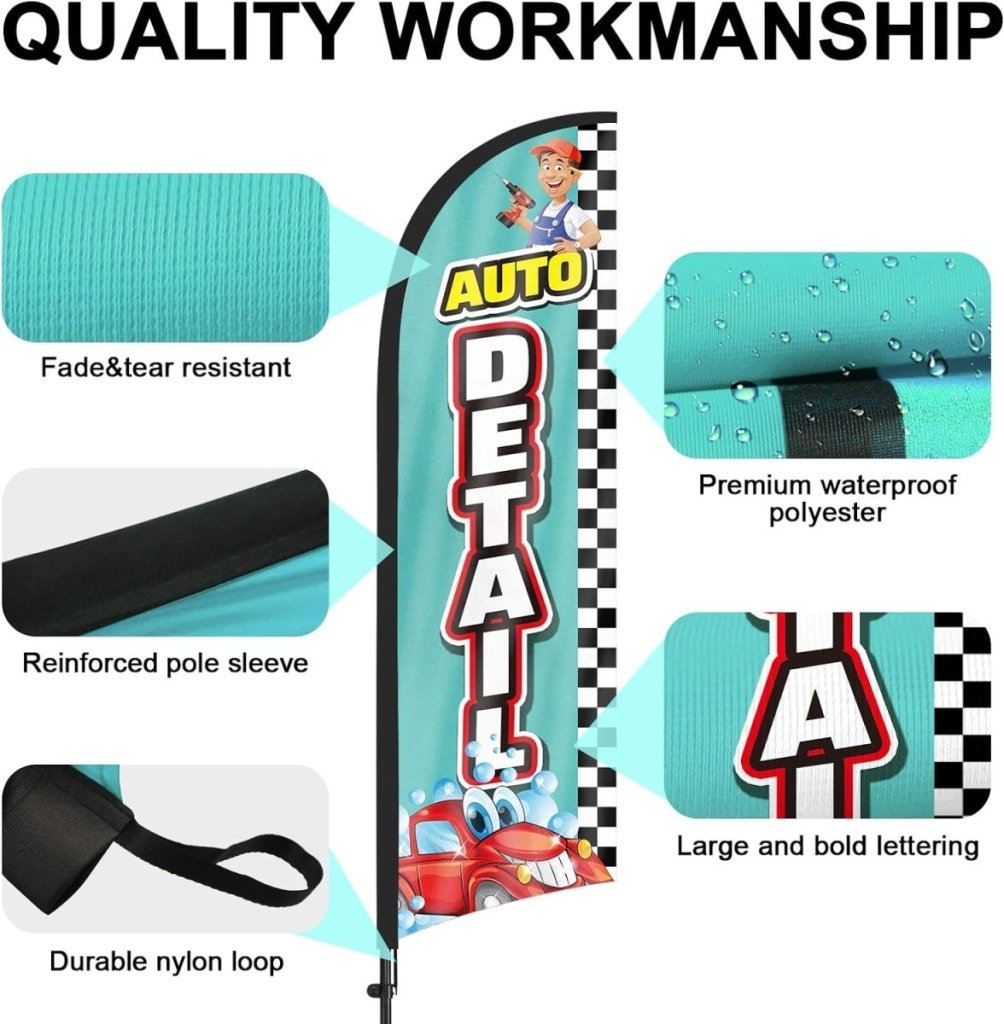 Auto Diesel Sign - 8ft Auto Detail Feather Flag for Auto Detail Business - FSFlag