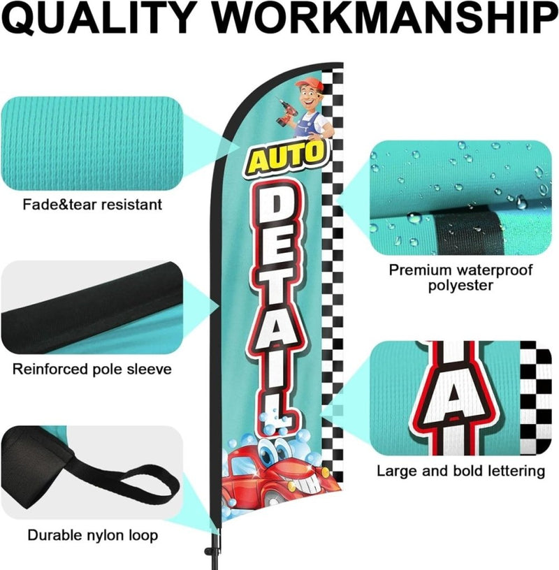 Auto Diesel Sign - 8ft Auto Detail Feather Flag for Auto Detail Business - FSFlag