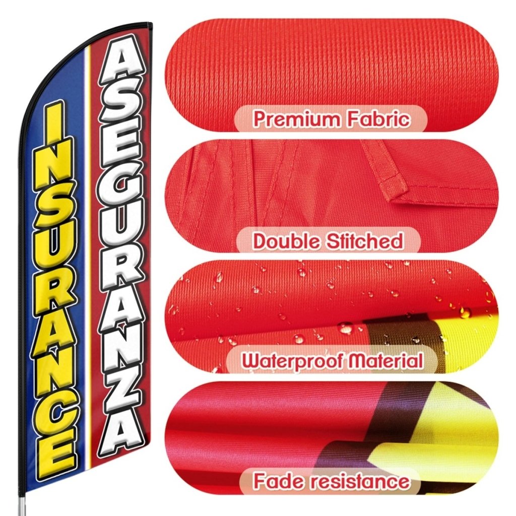 Auto Insurance Sign - 11ft Insurance Aseguranza Swooper Flag Feather Flag Pole Kit - FSFlag