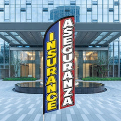 Auto Insurance Sign - 11ft Insurance Aseguranza Swooper Flag Feather Flag Pole Kit - FSFlag