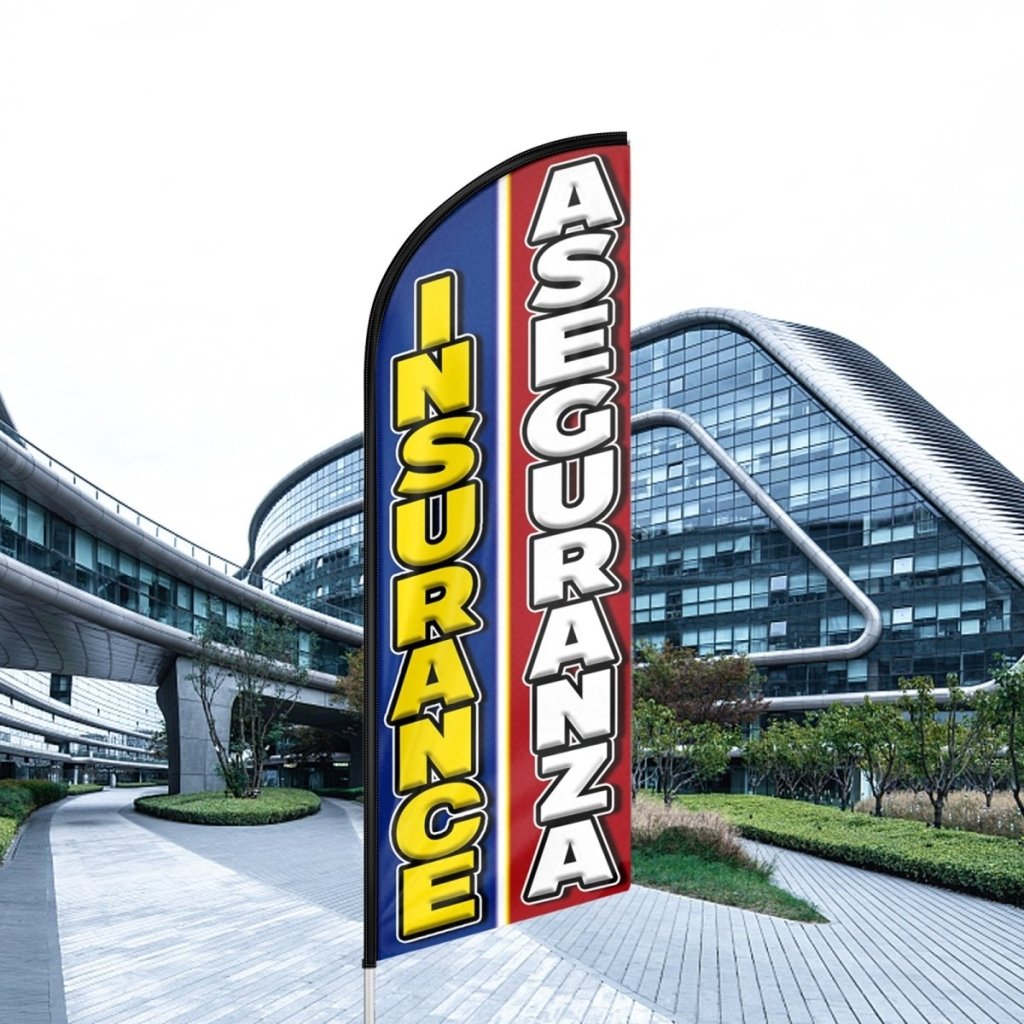 Auto Insurance Sign - 11ft Insurance Aseguranza Swooper Flag Feather Flag Pole Kit - FSFlag