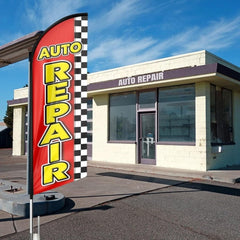 Auto Repair Signs - 8ft Red Auto Repair Feather Flag（Flagpole Not Included） - FSFlag