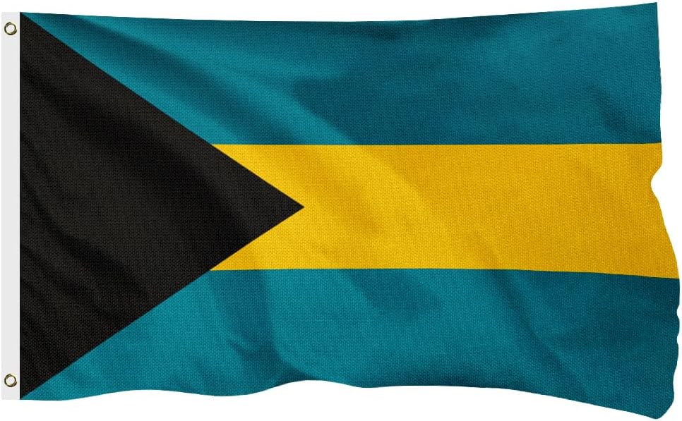 Bahamas Bahamian Flag for Outside, 400D Heavy Duty Polyester, Double - Sided Printing, Quadruple Stitched Fly Hem, Fade Resistant, 2 Brass Grommets