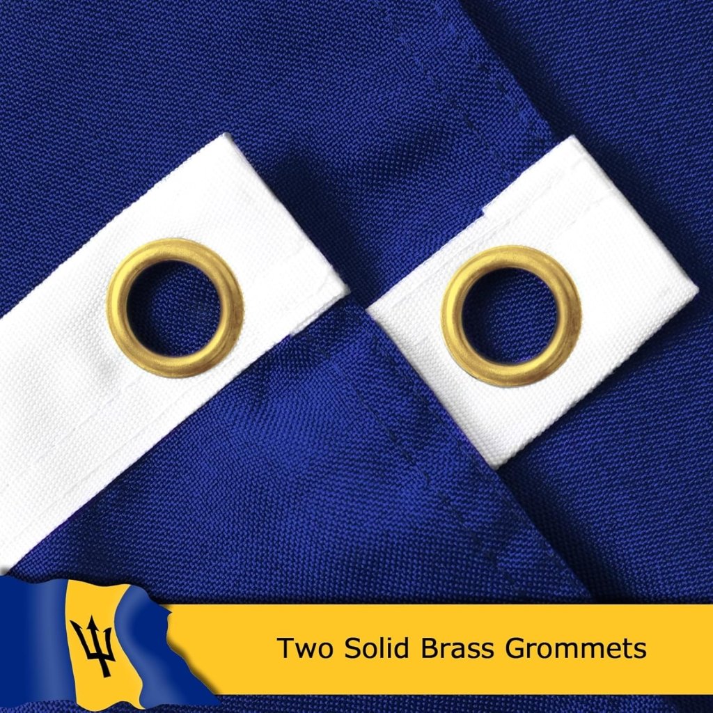 Barbados Barbadian Flag for Outside, 400D Heavy Duty Polyester, Double - Sided Printing, Quadruple Stitched Fly Hem, Fade Resistant, 2 Brass Grommets