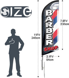Barber Shop Flag - 11Ft Barber Feather Flag Kit for Barbershop Business - FSFlag