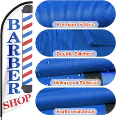 Barber Shop Flag - 11ft Barber Flag with Pole Kit for Barbershop Business - FSFlag