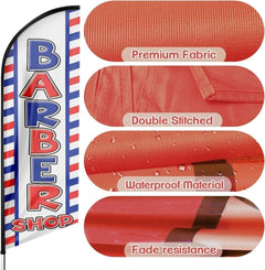 Barber Shop Flag - 8ft Blue Barber Shop Feather Flag（Flagpole Not Included） - FSFlag
