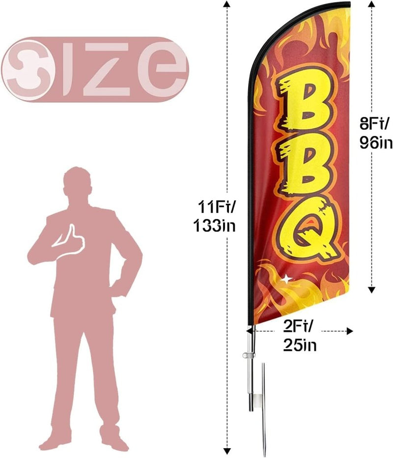 BBQ Flags - 11ft BBQ Swooper Flag Feather Flag Pole Kit