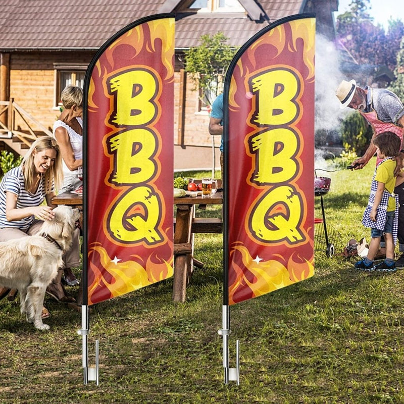 BBQ Flags - 11ft BBQ Swooper Flag Feather Flag Pole Kit - FSFlag