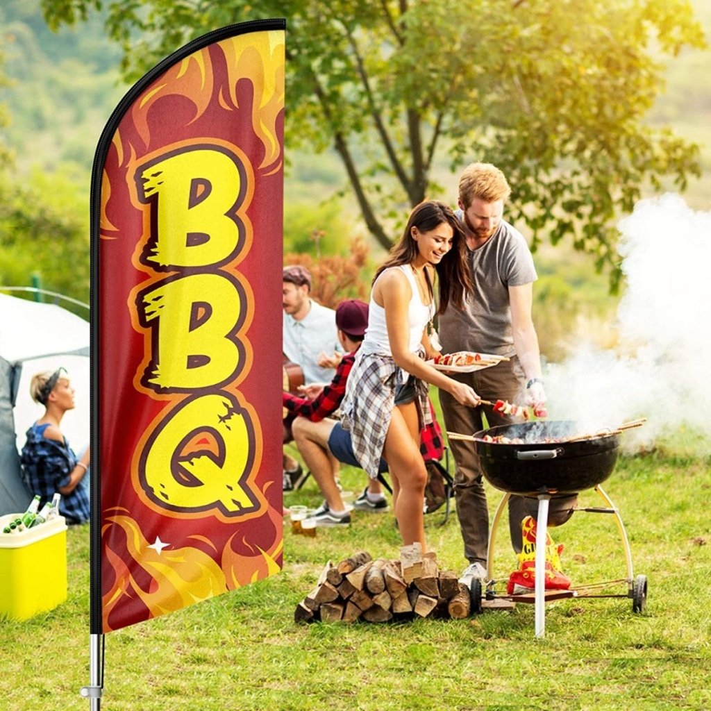 BBQ Flags - 11ft BBQ Swooper Flag Feather Flag Pole Kit - FSFlag