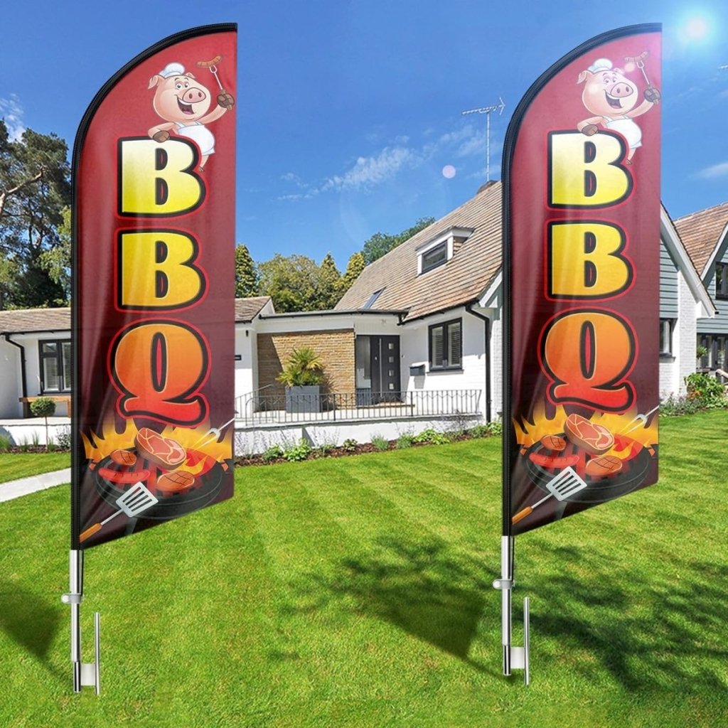 BBQ Flags - 8ft BBQ Advertising Swooper Flag Banner!（Flagpole Not Included） - FSFlag