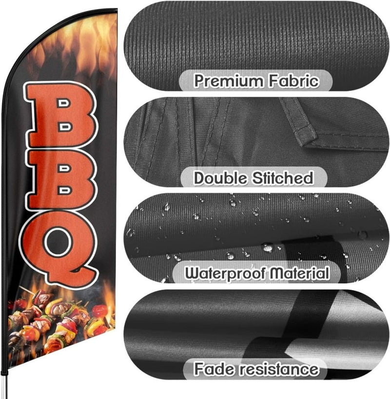 BBQ Flags - 8ft Red BBQ Feather Flag!（Flagpole Not Included） - FSFlag