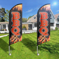 BBQ Flags - 8ft Red BBQ Feather Flag!（Flagpole Not Included） - FSFlag