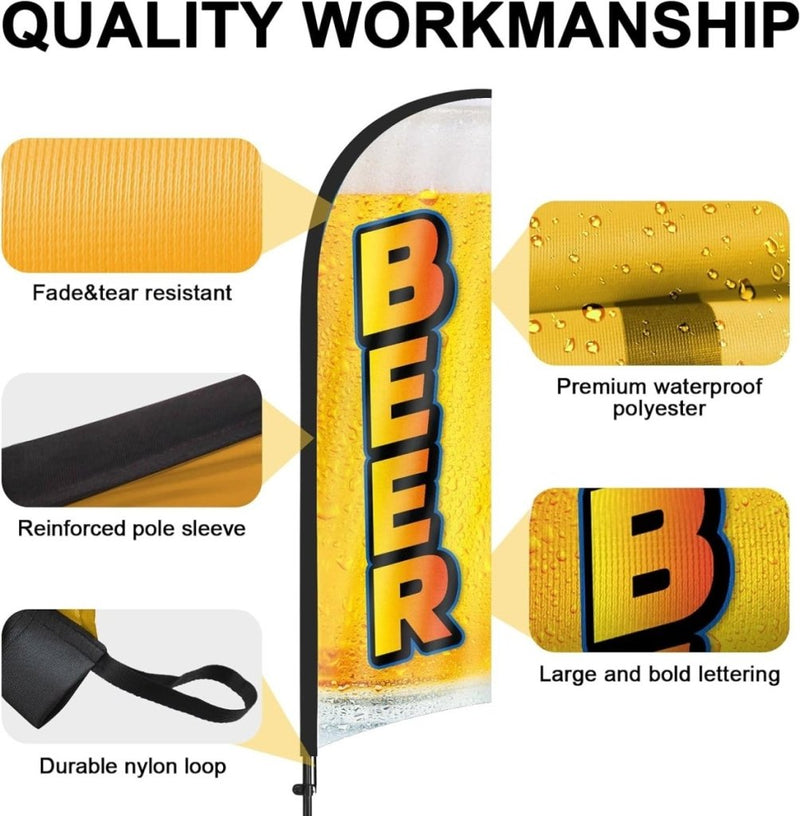 Beer Flags - 8ft Beer Feather Flag Kit with Pole and Stake - FSFlag