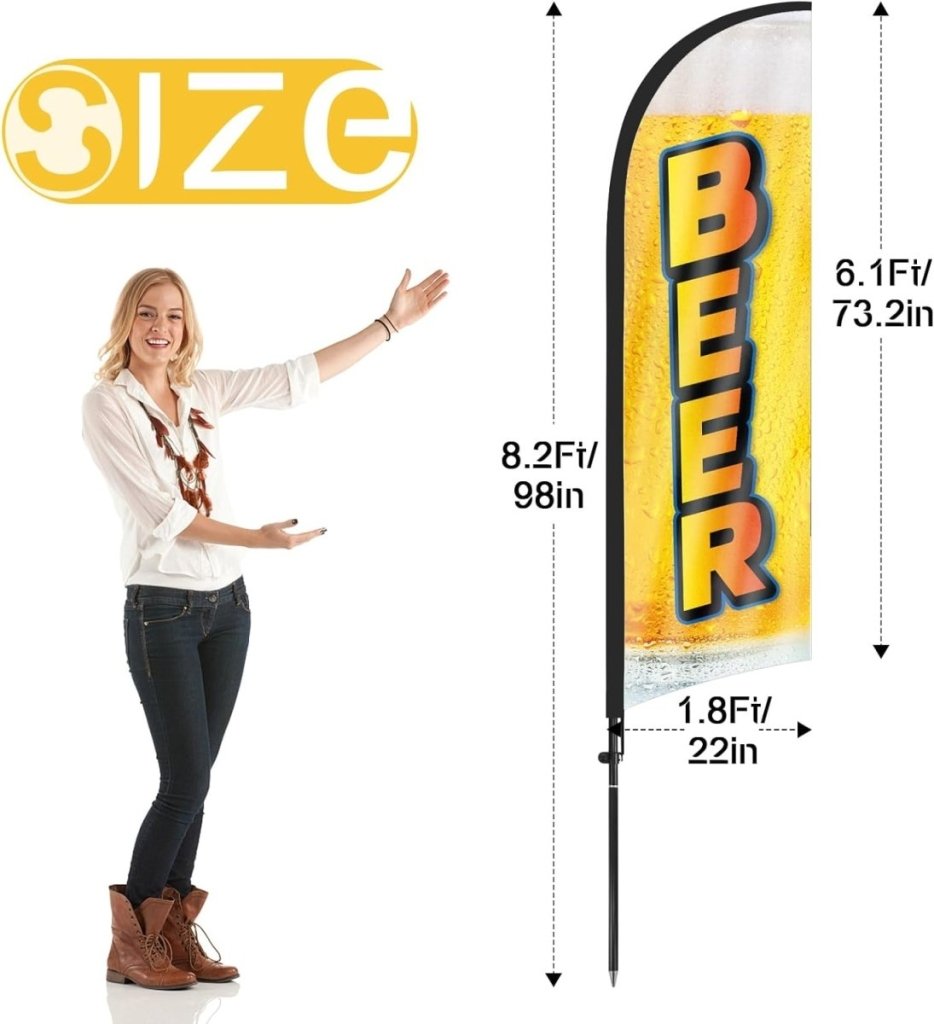Beer Flags - 8ft Beer Feather Flag Kit with Pole and Stake - FSFlag