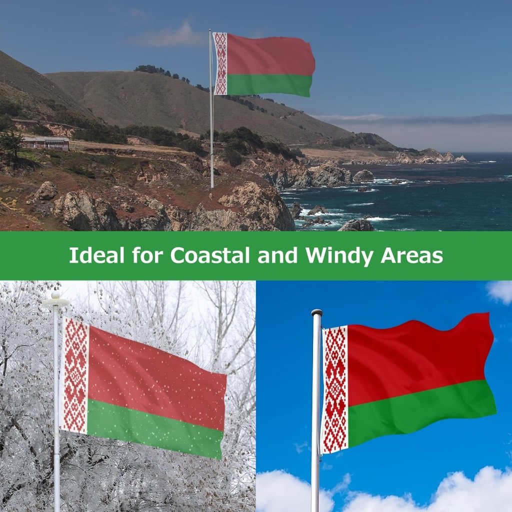 Belarus Belarusian Flag for Outside, 400D Heavy Duty Polyester, Double - Sided Printing, Quadruple Stitched Fly Hem, Fade Resistant, 2 Brass Grommets