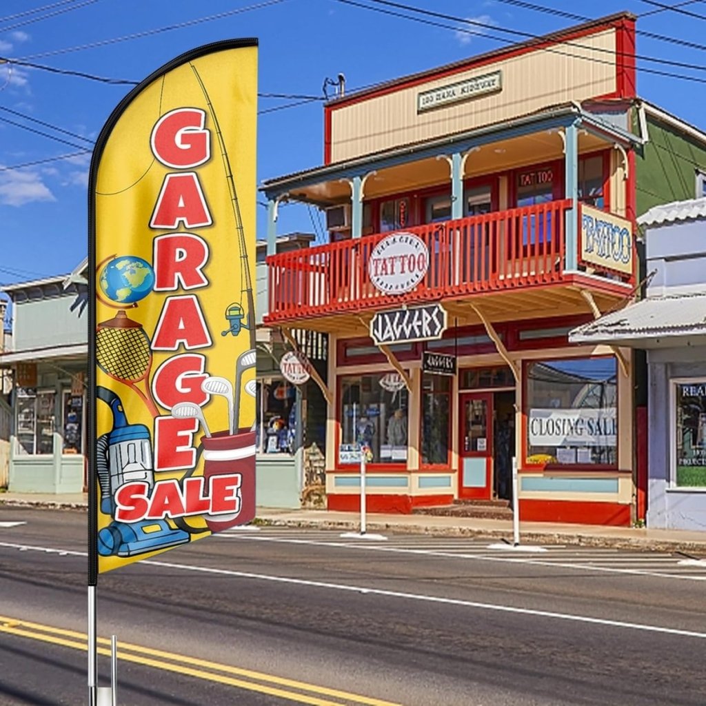 Best Garage Sale Signs - Garage Sale Feather Flag for Garage Sale Business（Flagpole Not Included） - FSFlag