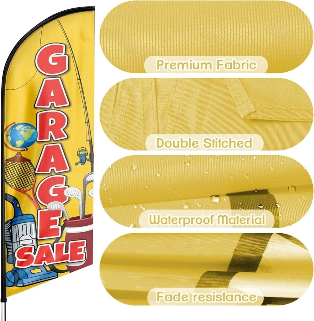 Best Garage Sale Signs - Garage Sale Feather Flag for Garage Sale Business（Flagpole Not Included） - FSFlag