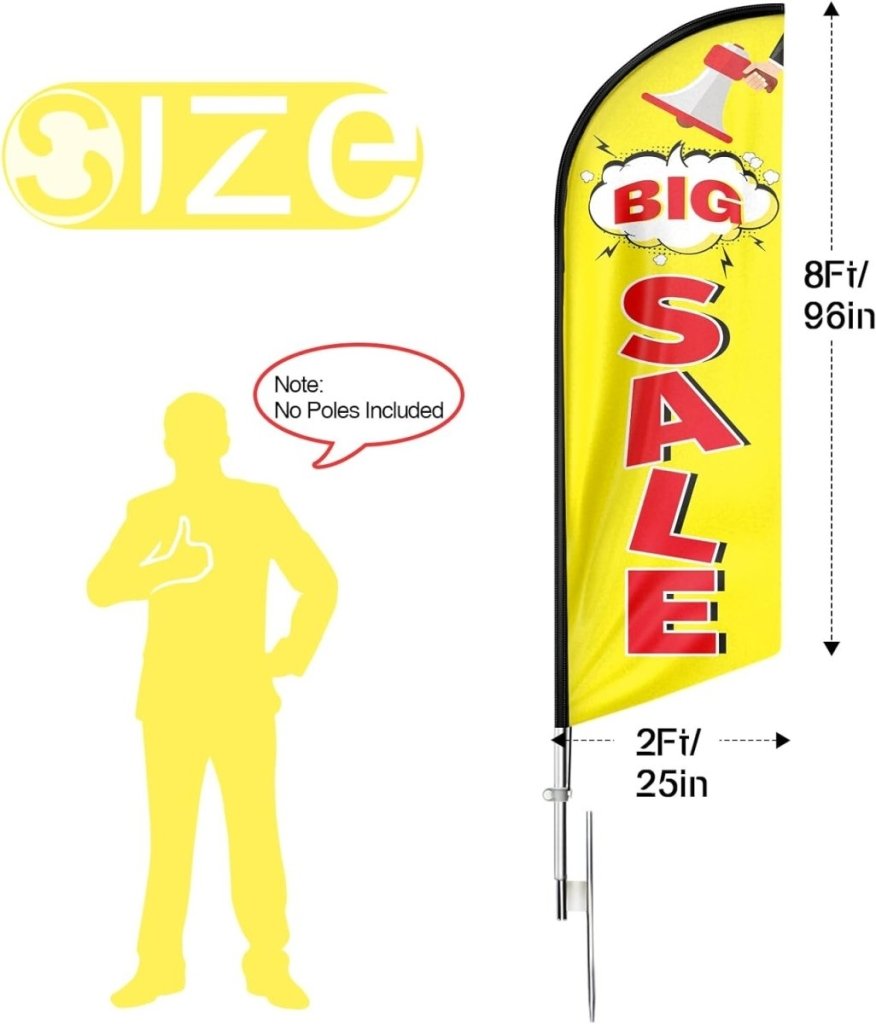 Big Sale Sign - 8ft Big Sale Feather Flag for Big Sale Business（Flagpole Not Included） - FSFlag