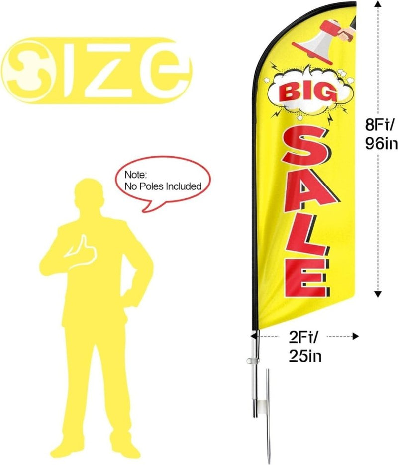 Big Sale Sign - 8ft Big Sale Feather Flag for Big Sale Business（Flagpole Not Included） - FSFlag
