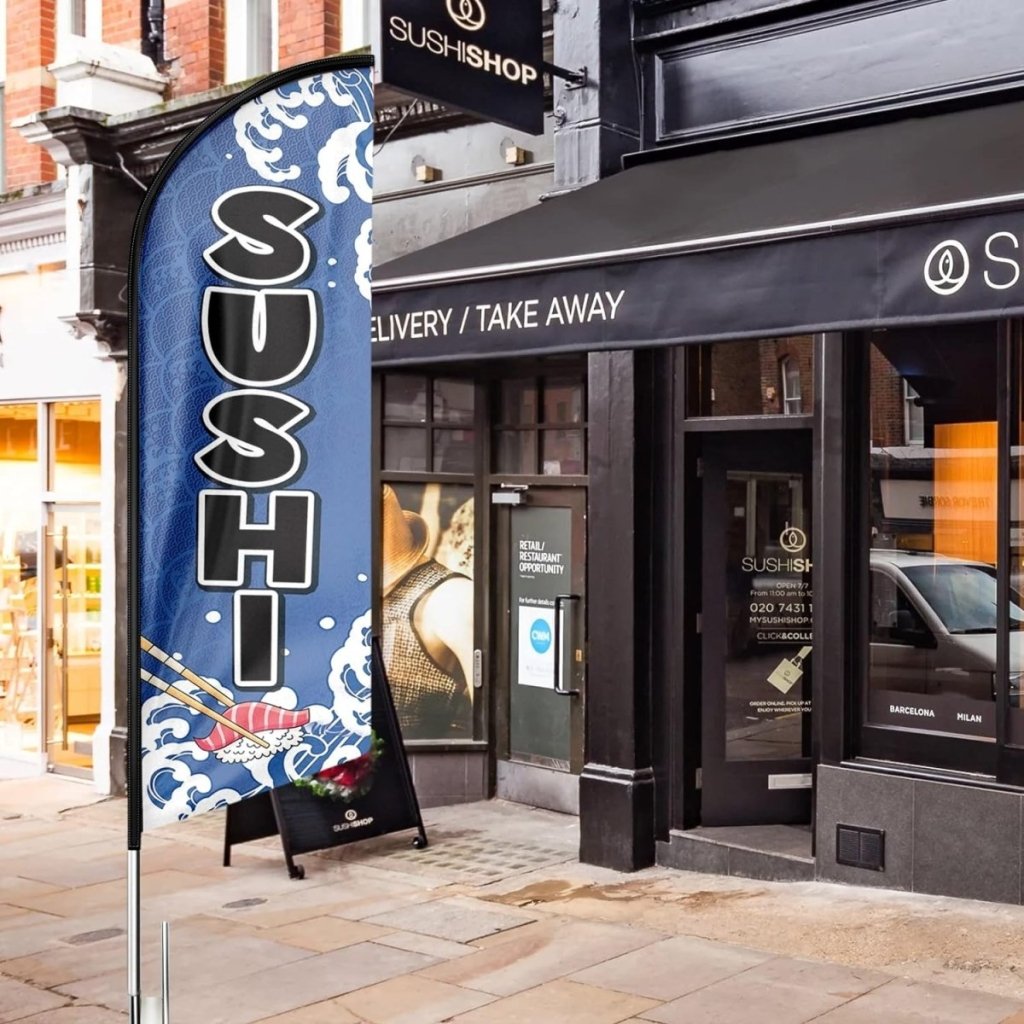 Blue Sushi Sign - 8ft Blue Sushi Feather Flag!（Flagpole Not Included） - FSFlag