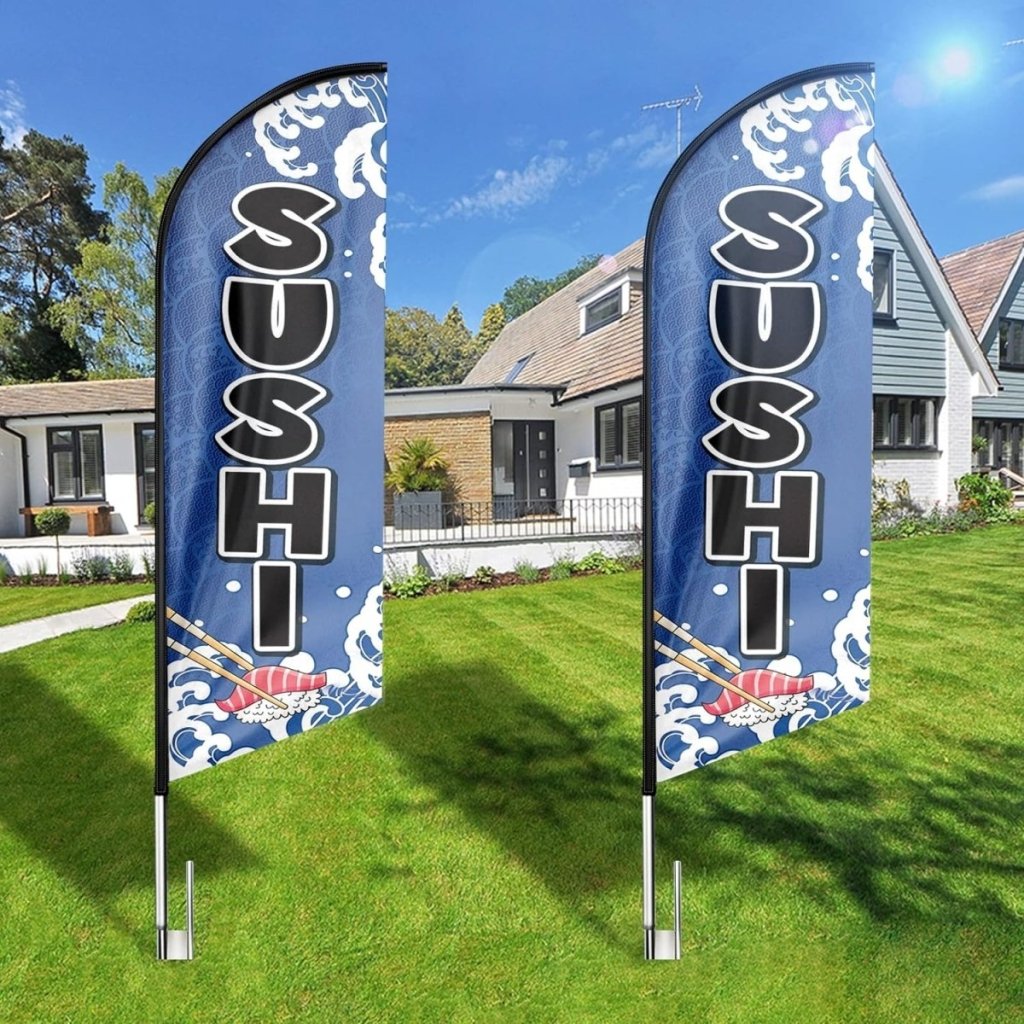 Blue Sushi Sign - 8ft Blue Sushi Feather Flag!（Flagpole Not Included） - FSFlag