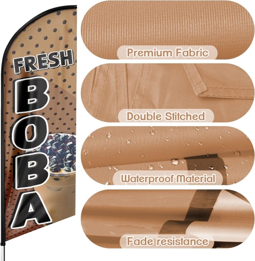 Boba sign - 8ft Fresh Boba Feather Flag for Fresh Boba Business（Flagpole Not Included） - FSFlag