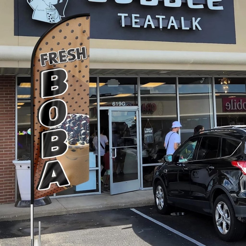Boba sign - 8ft Fresh Boba Feather Flag for Fresh Boba Business（Flagpole Not Included） - FSFlag