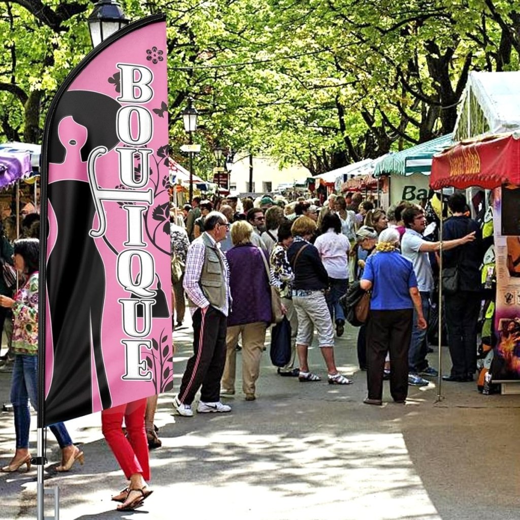 Boutique Feather Flag - 8Ft Pink Boutique Feather Flag for Indoor Business（Flagpole Not Included） - FSFlag