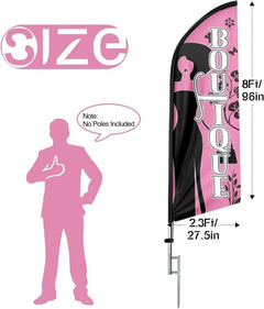 Boutique Feather Flag - 8Ft Pink Boutique Feather Flag for Indoor Business（Flagpole Not Included） - FSFlag